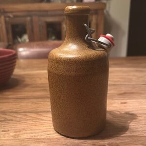 Vintage Brown Ceramic Bottle with Stopper